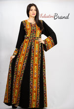 Stylish Fire Color Palestinian Embroidered Abaya Thobe Dress