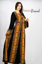 Stylish Fire Color Palestinian Embroidered Abaya Thobe Dress