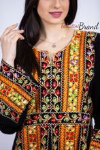 Stylish Fire Color Palestinian Embroidered Abaya Thobe Dress